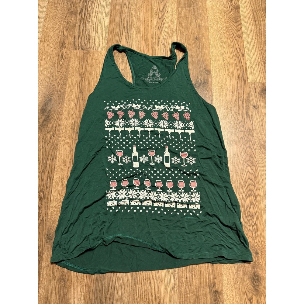 Bear Dance Shirts Womens Size Small Green Wine Grapes Wine Christmas
